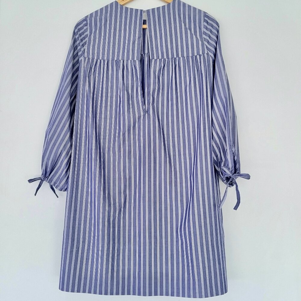 Aritzia Wilfred Le Fou Lessines Poplin Smock Dress Blue Stripe Size XS Oversized - Picture 7 of 14